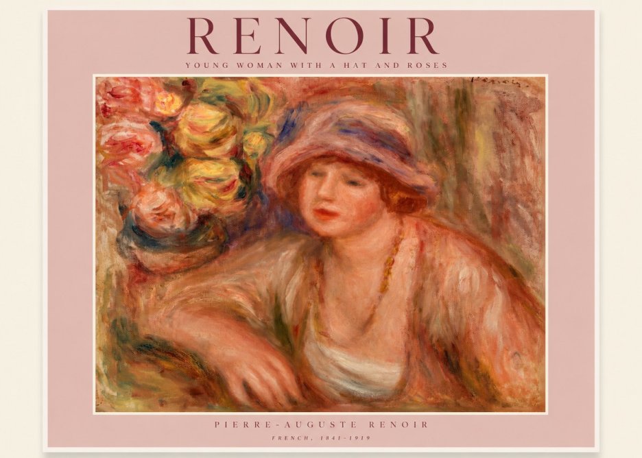 Renoir Young Woman with a Hat and Roses No2 - Poster