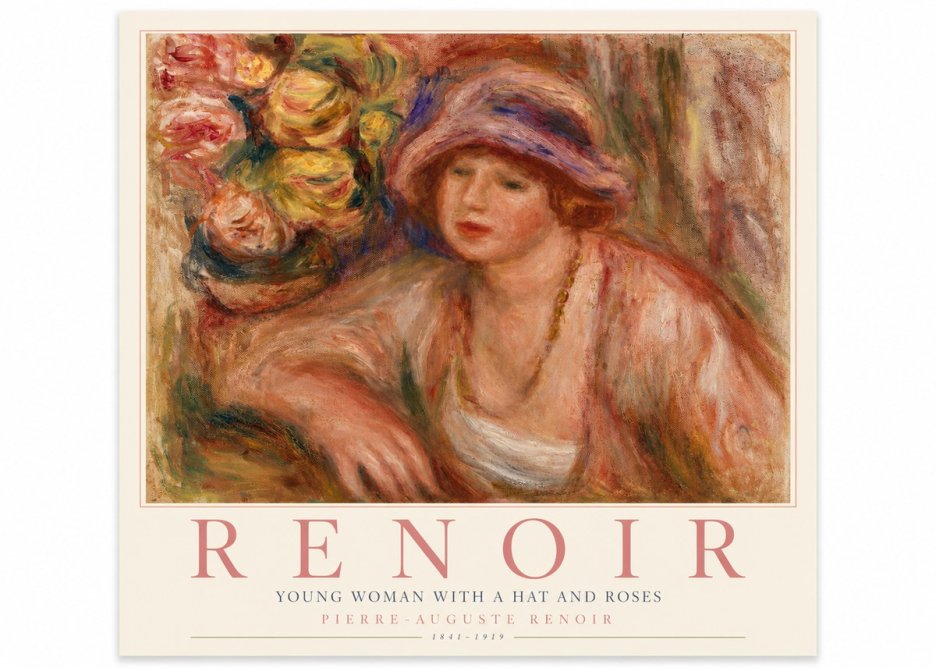 Renoir Young Woman with a Hat and Roses No4 - Poster