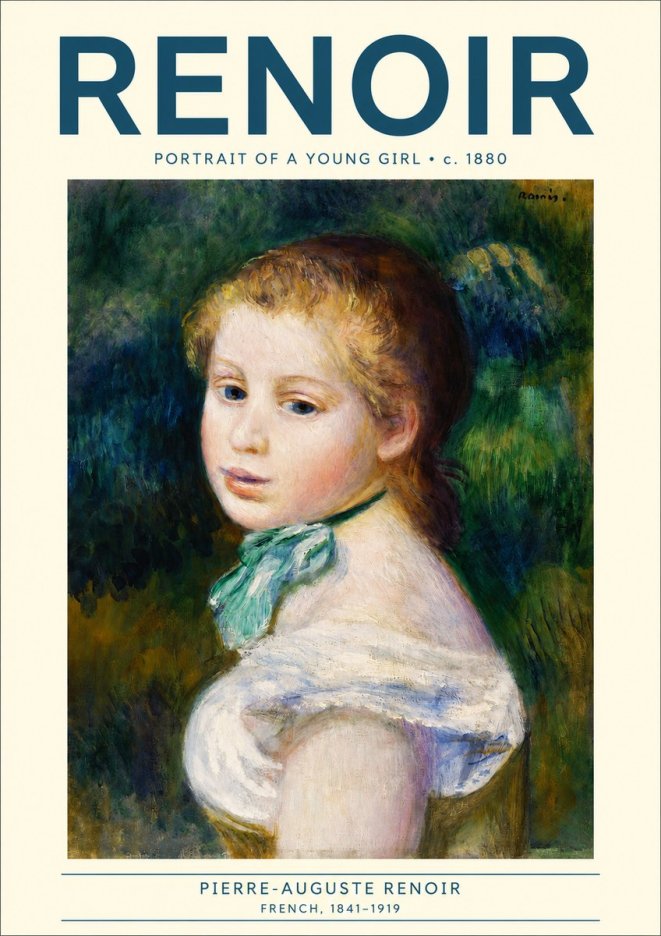 Renoir Young Girl with a Green Ribbon No3 - Poster