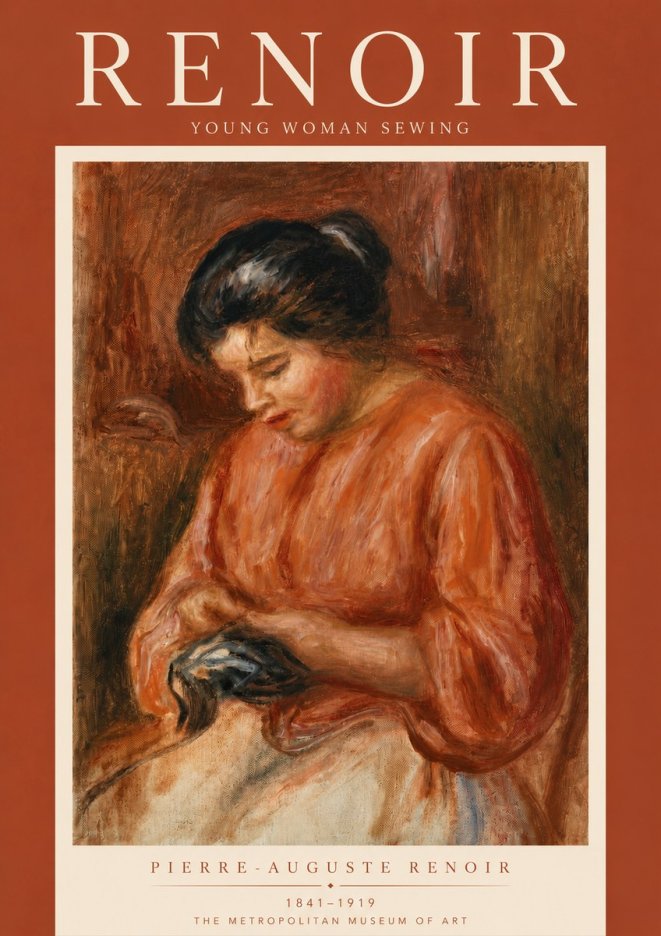 Renoir Young Woman Sewing No5 - Poster