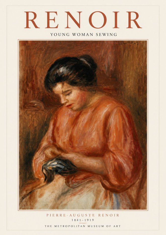 Renoir Young Woman Sewing No6 - Poster