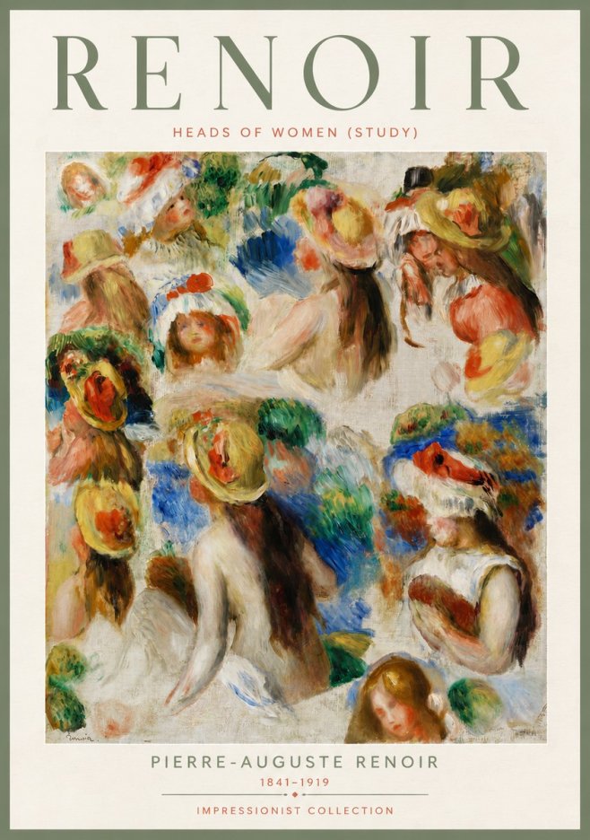 Renoir Heads of Women (Study) No4 - Poster