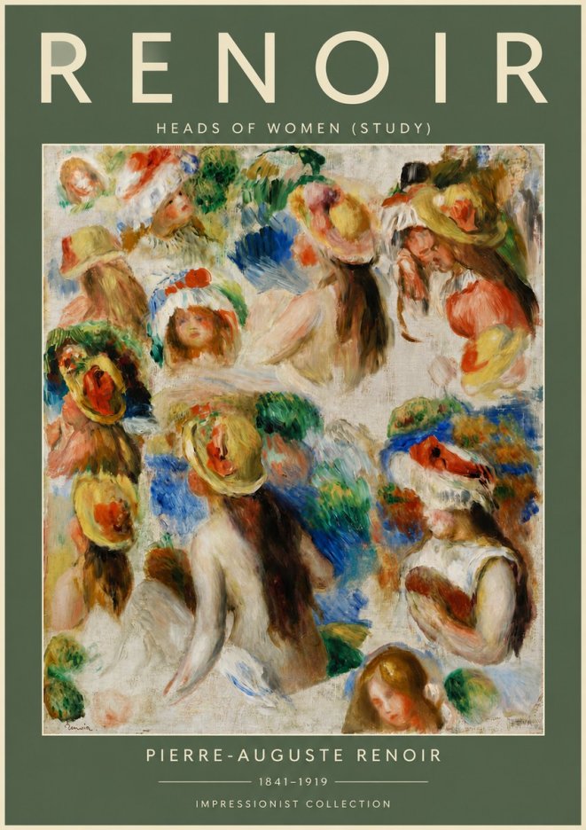 Renoir Heads of Women (Study) No5 - Poster