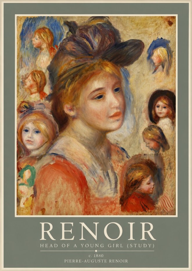 Renoir Head of a Young Girl (Study) No2 - Poster