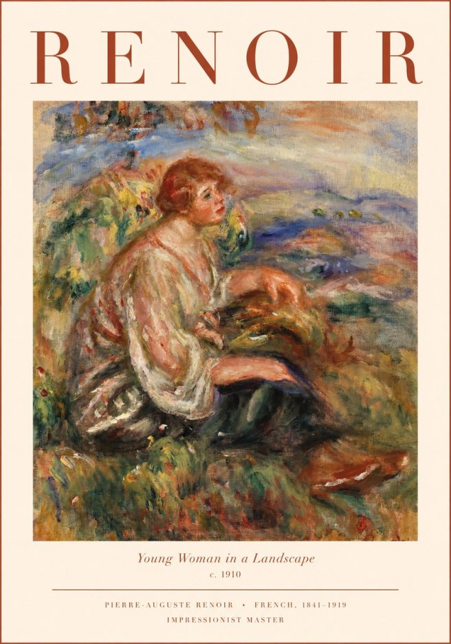 Renoir Young Woman in a Landscape No1 - Poster