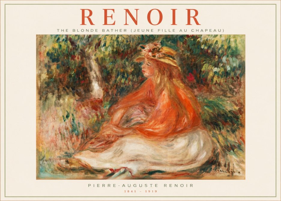 Renoir The Blonde Bather (Jeune Fille Au Chapeau) No2 - Poster
