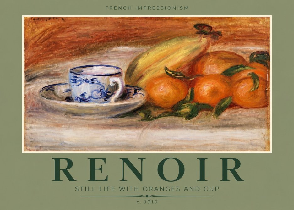 Renoir Still Life with Oranges and Cup No4 - Poster