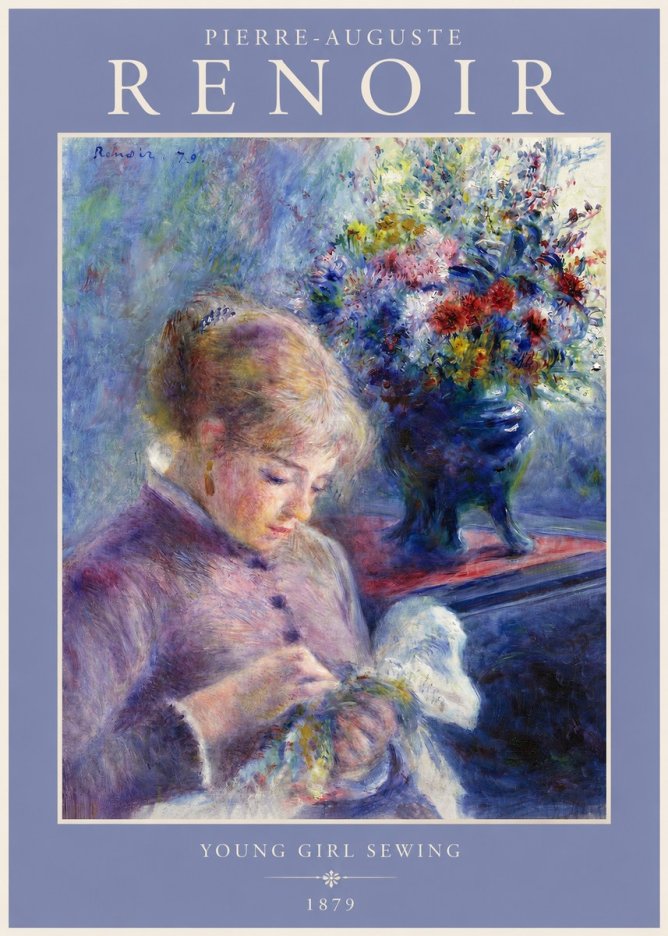 Renoir Young Girl Sewing No2 - Poster