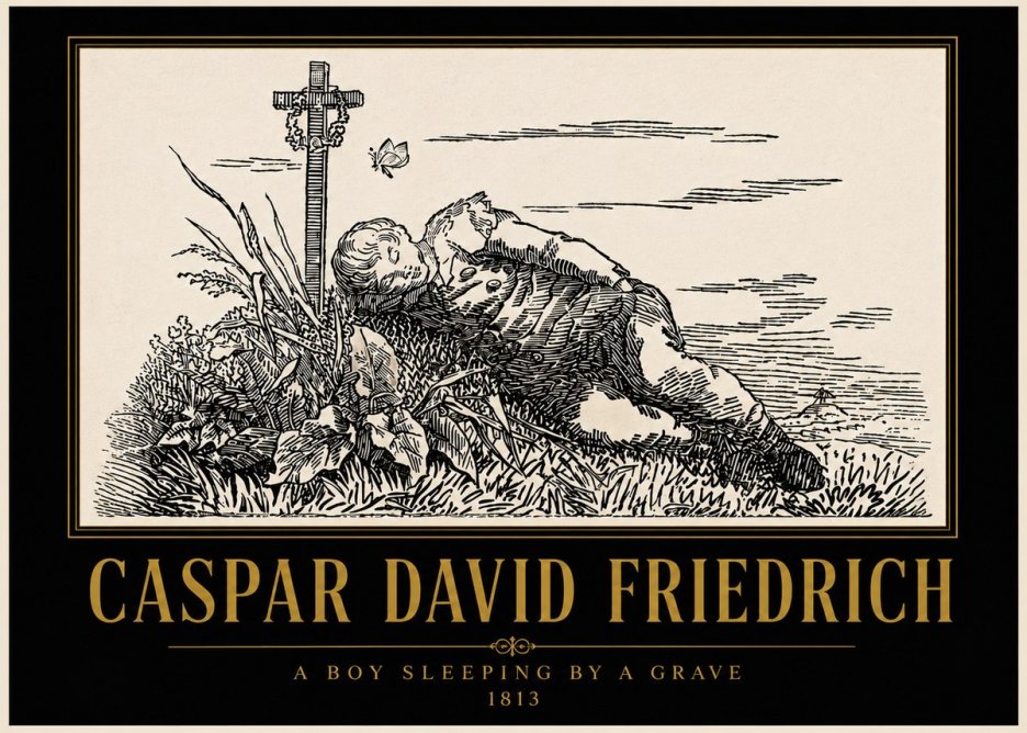 Caspar David Friedrich A Boy Sleeping by a Grave No5 - Poster