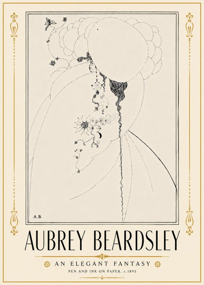 Aubrey Beardsley An Elegant Fantasy No5 - Poster