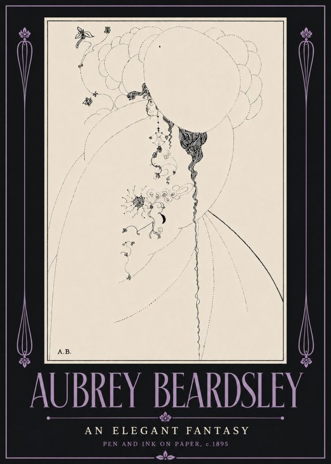 Aubrey Beardsley An Elegant Fantasy No6 - Poster