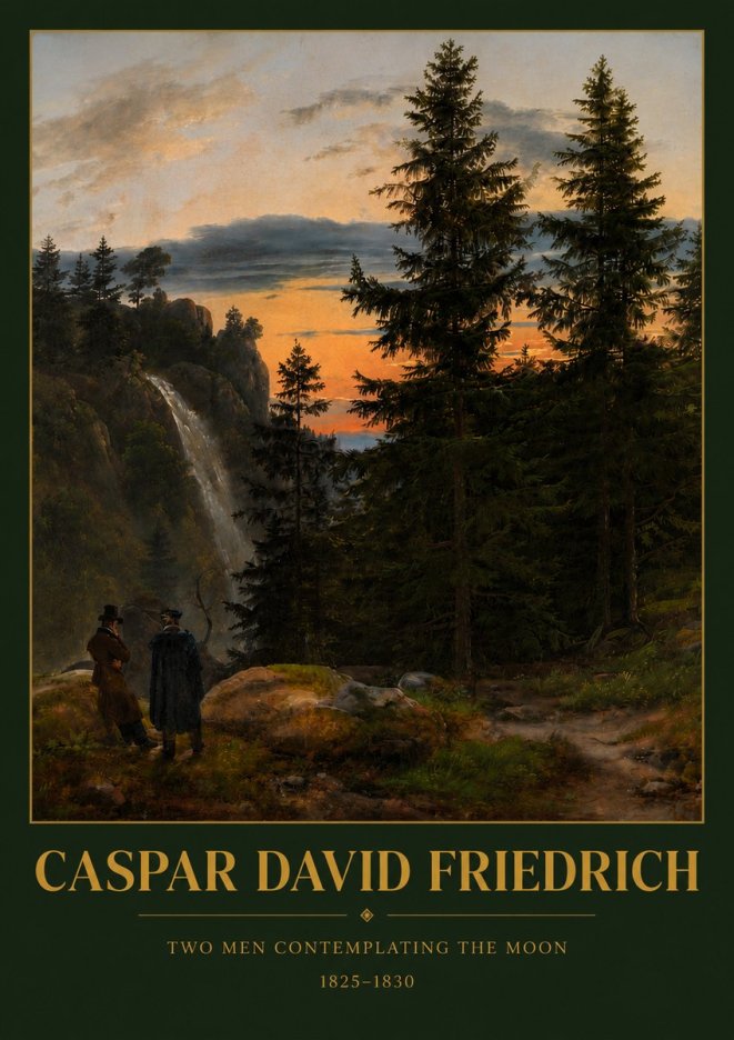 Caspar David Friedrich Two Men Contemplating the Moon I No4 - Poster