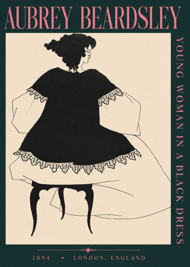 Aubrey Beardsley Woman in a Dress No4 - Poster