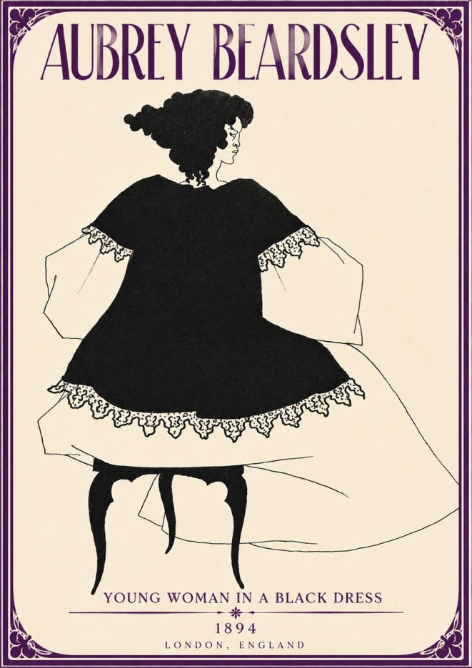 Aubrey Beardsley Woman in a Dress No5 - Poster