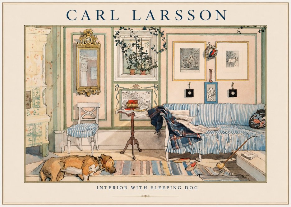 Carl Larsson Interior with Sleeping Dog No1 - Poster