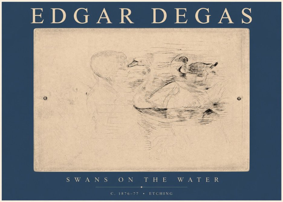Edgar Degas Swans on the Water No2 - Poster