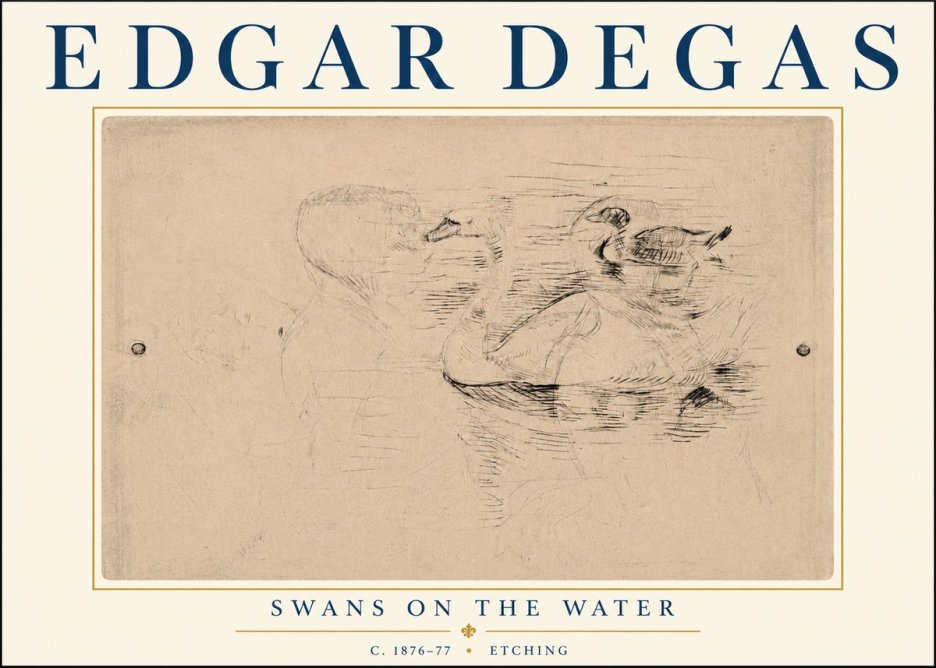 Edgar Degas Swans on the Water No6 - Poster