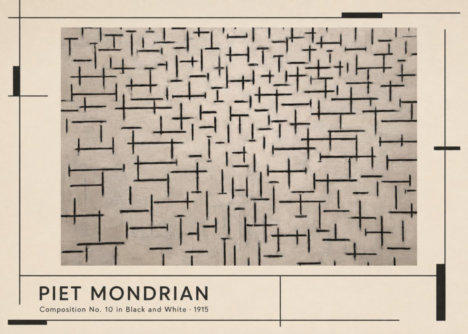 Piet Mondrian Composition No. 10 in Black and White No1 - Poster