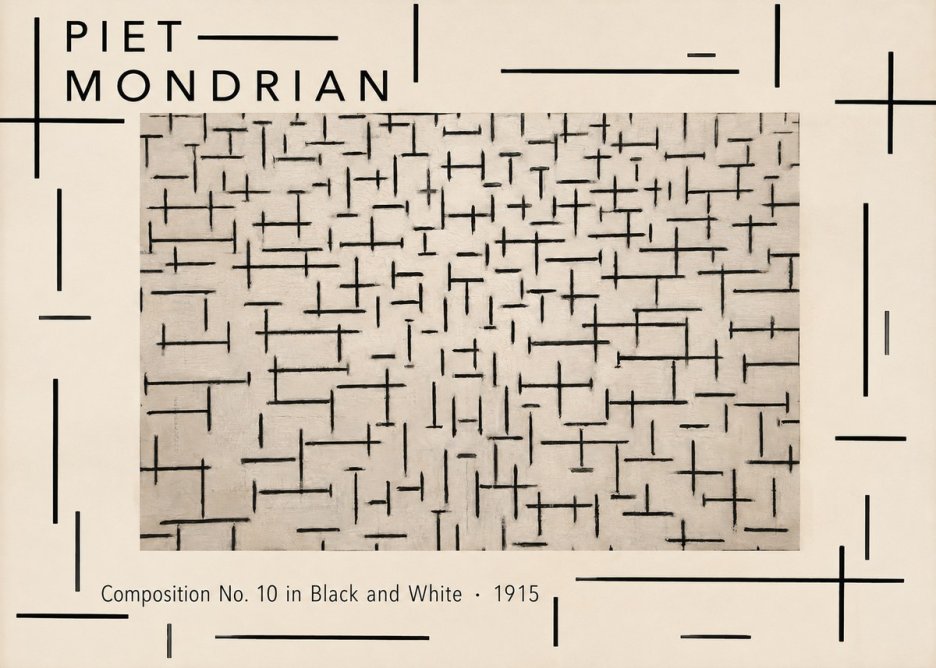 Piet Mondrian Composition No. 10 in Black and White No4 - Poster