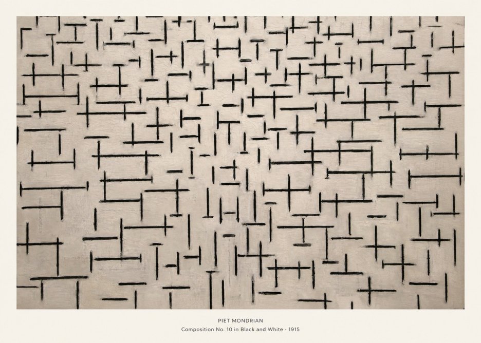 Piet Mondrian Composition No. 10 in Black and White No5 - Poster