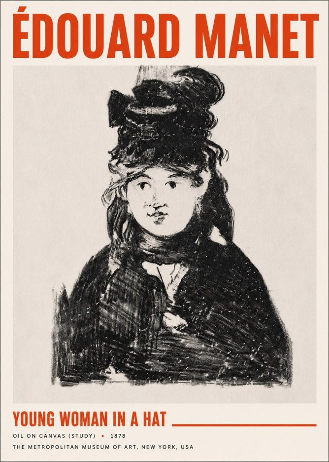 Édouard Manet Young Woman in a Hat IV No5 - Poster