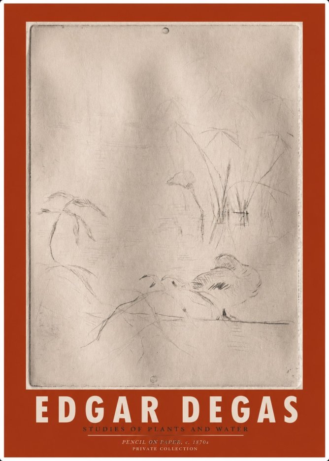Edgar Degas Studies of Plants and Water No2 - Poster