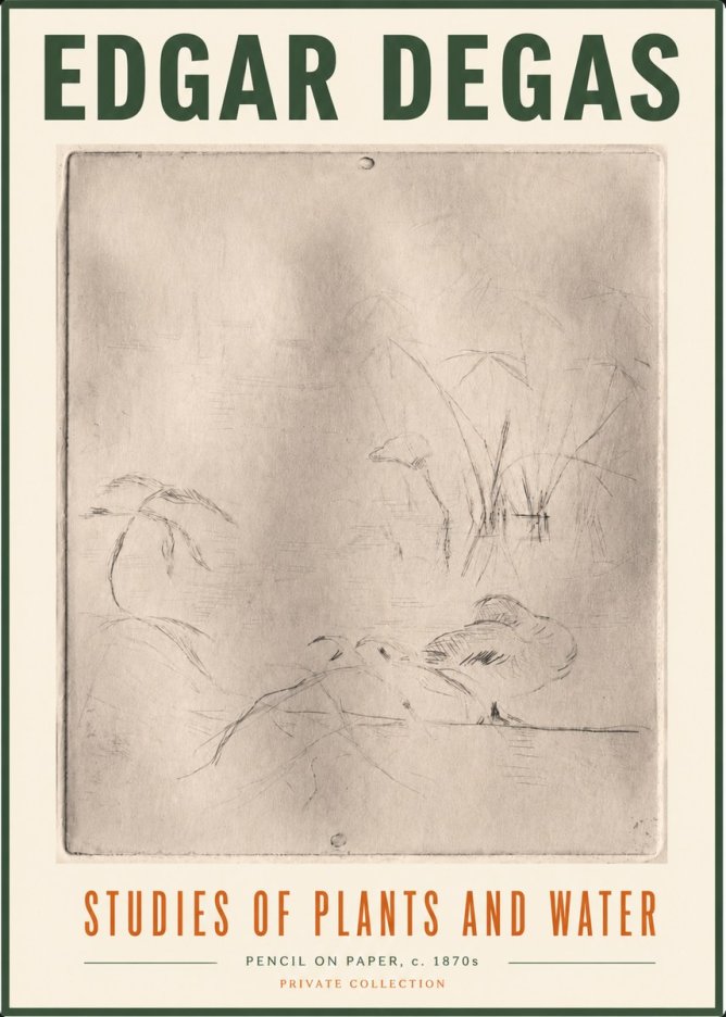 Edgar Degas Studies of Plants and Water No5 - Poster