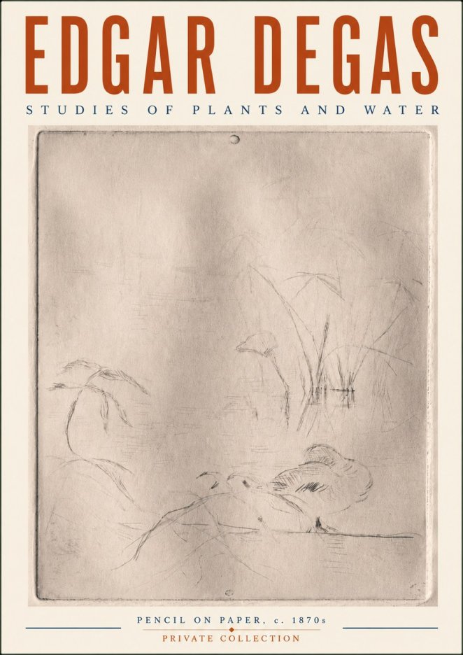 Edgar Degas Studies of Plants and Water No6 - Poster