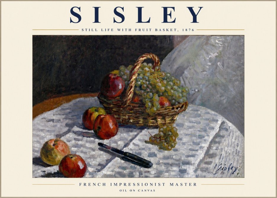 Sisley Still Life with Fruit Basket No5 - Poster