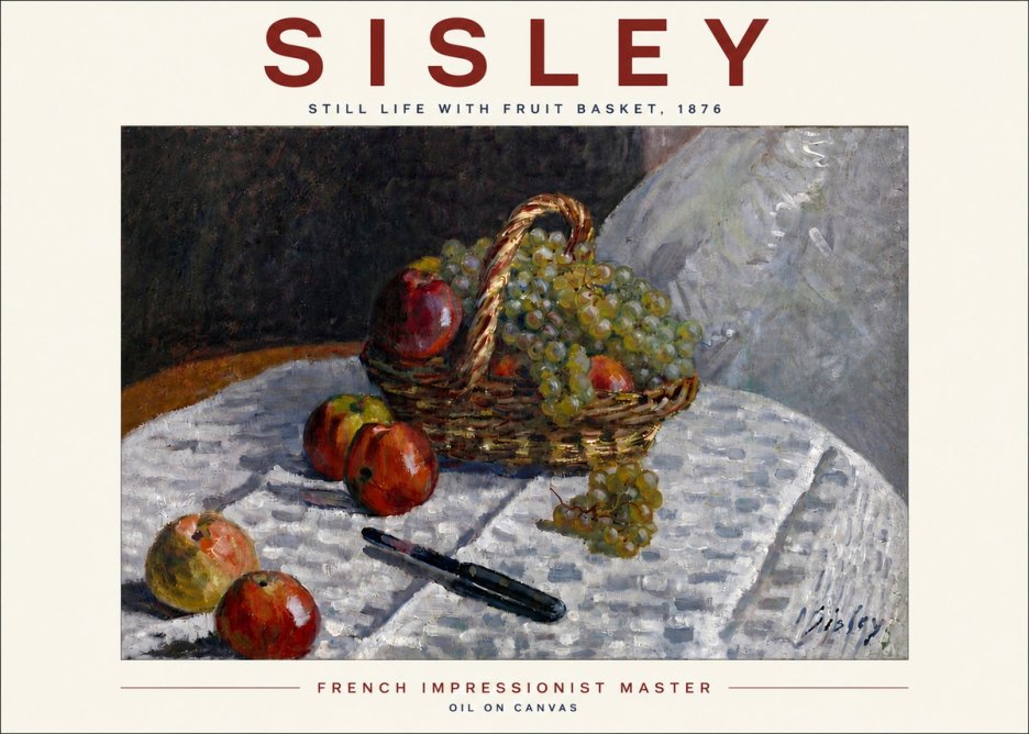 Sisley Still Life with Fruit Basket No6 - Poster