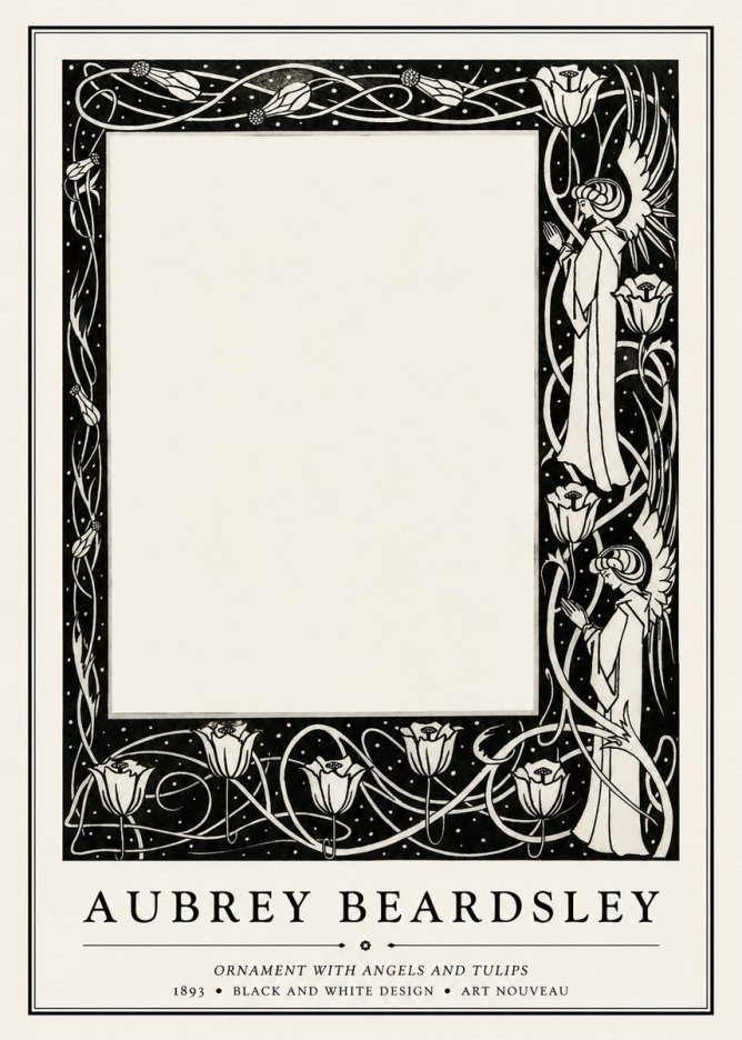 Aubrey Beardsley Ornament with Angels and Tulips No1 - Poster