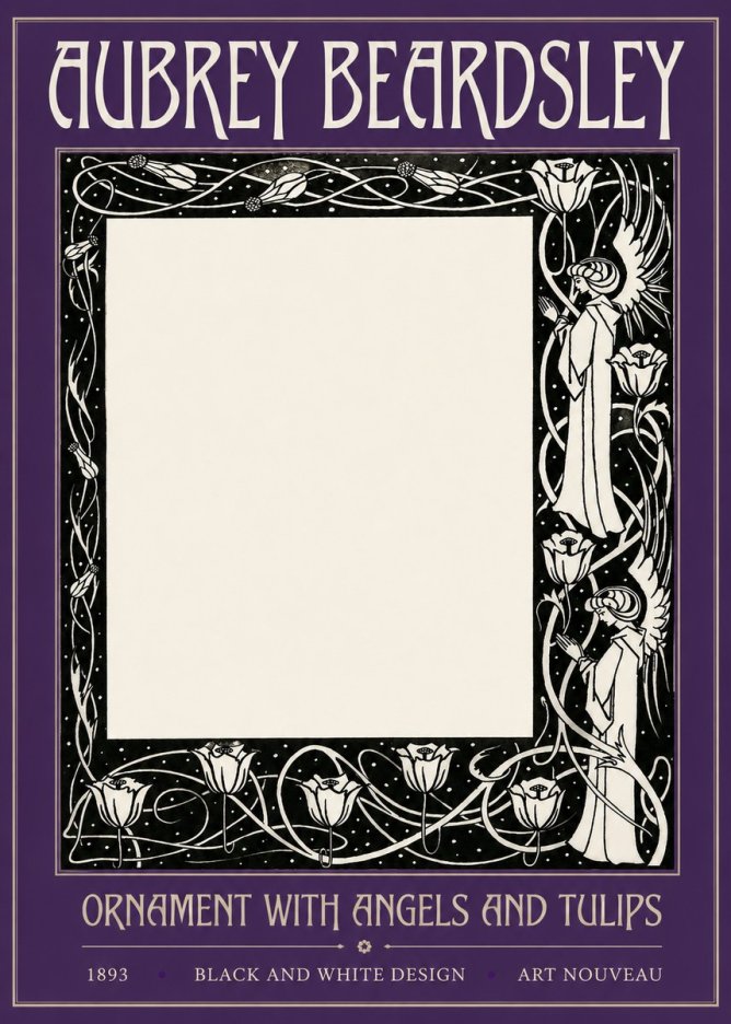 Aubrey Beardsley Ornament with Angels and Tulips No2 - Poster
