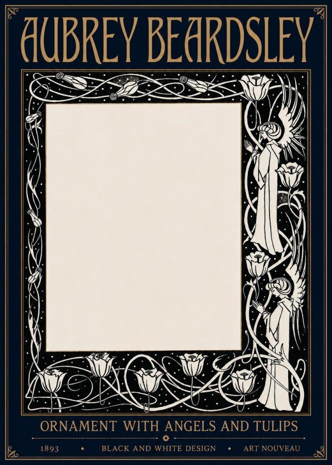 Aubrey Beardsley Ornament with Angels and Tulips No6 - Poster