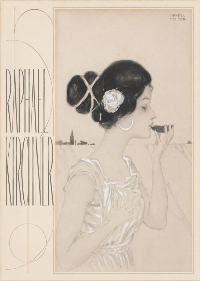 Raphael Kirchner Elegant Lady with Rose and Cup No5 - Poster