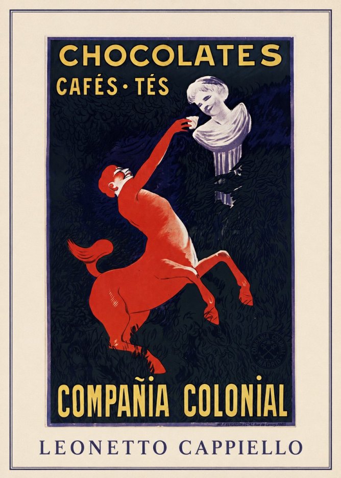 Leonetto Cappiello Chocolates, Cafés, Tés - Compañía Colonial No3 - Poster
