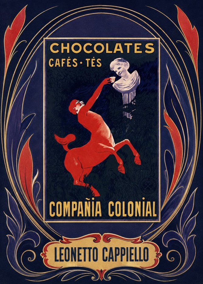 Leonetto Cappiello Chocolates, Cafés, Tés - Compañía Colonial No6 - Poster