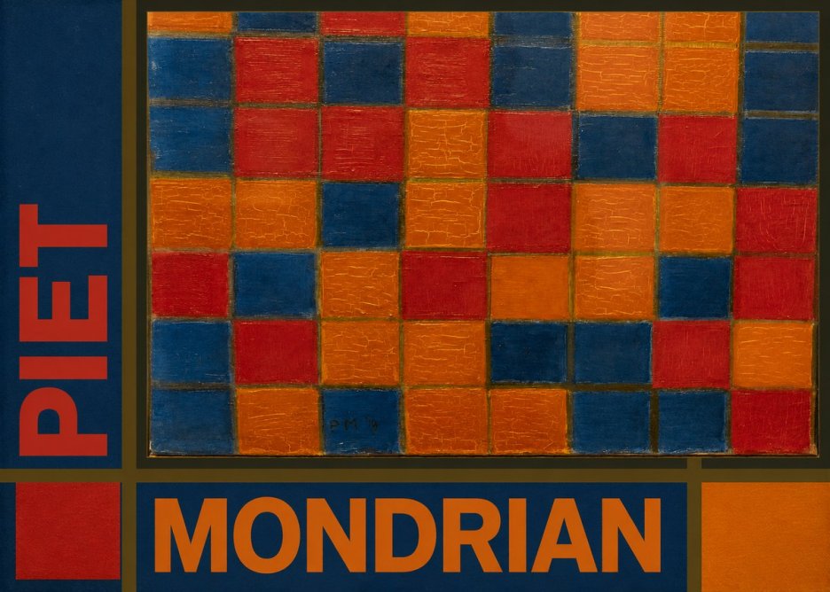 Piet Mondrian Checkerboard Composition with Dark Colors No5 - Poster
