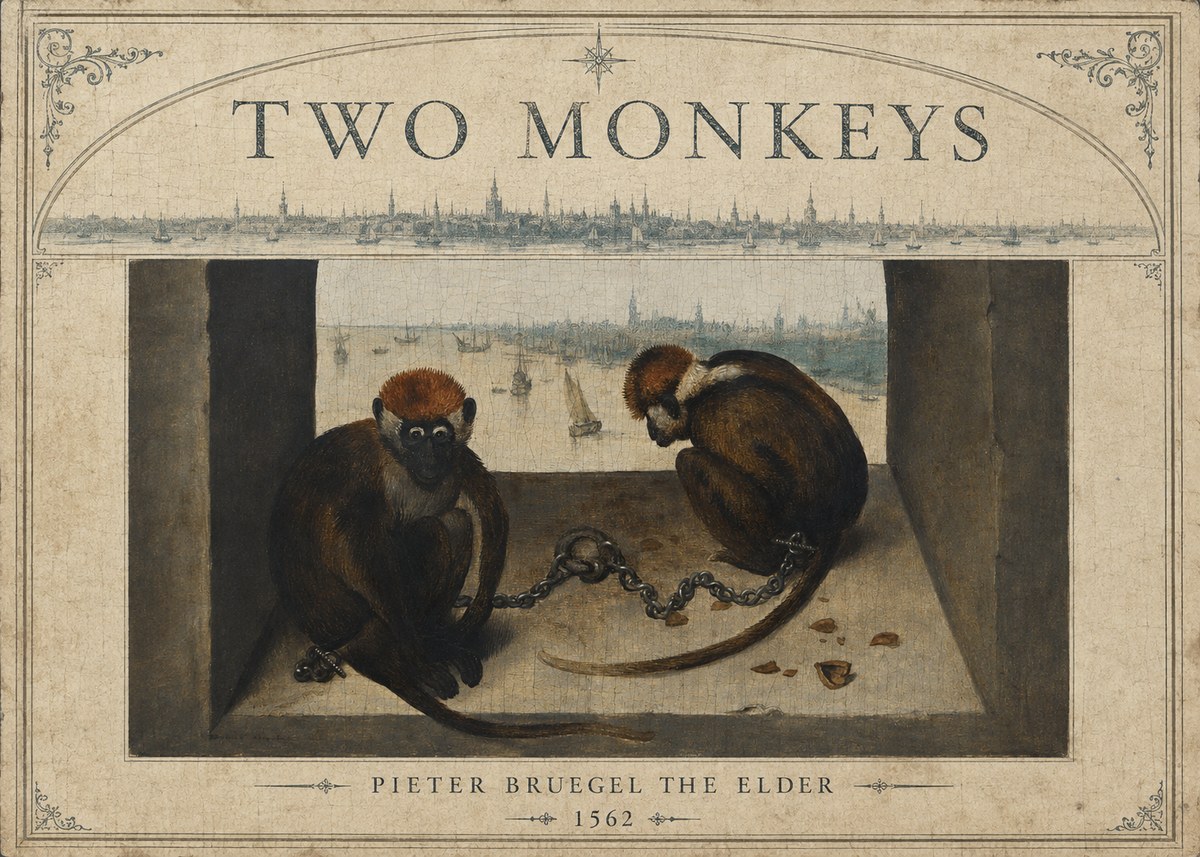 Pieter Bruegel Two Monkeys I No6 - Poster