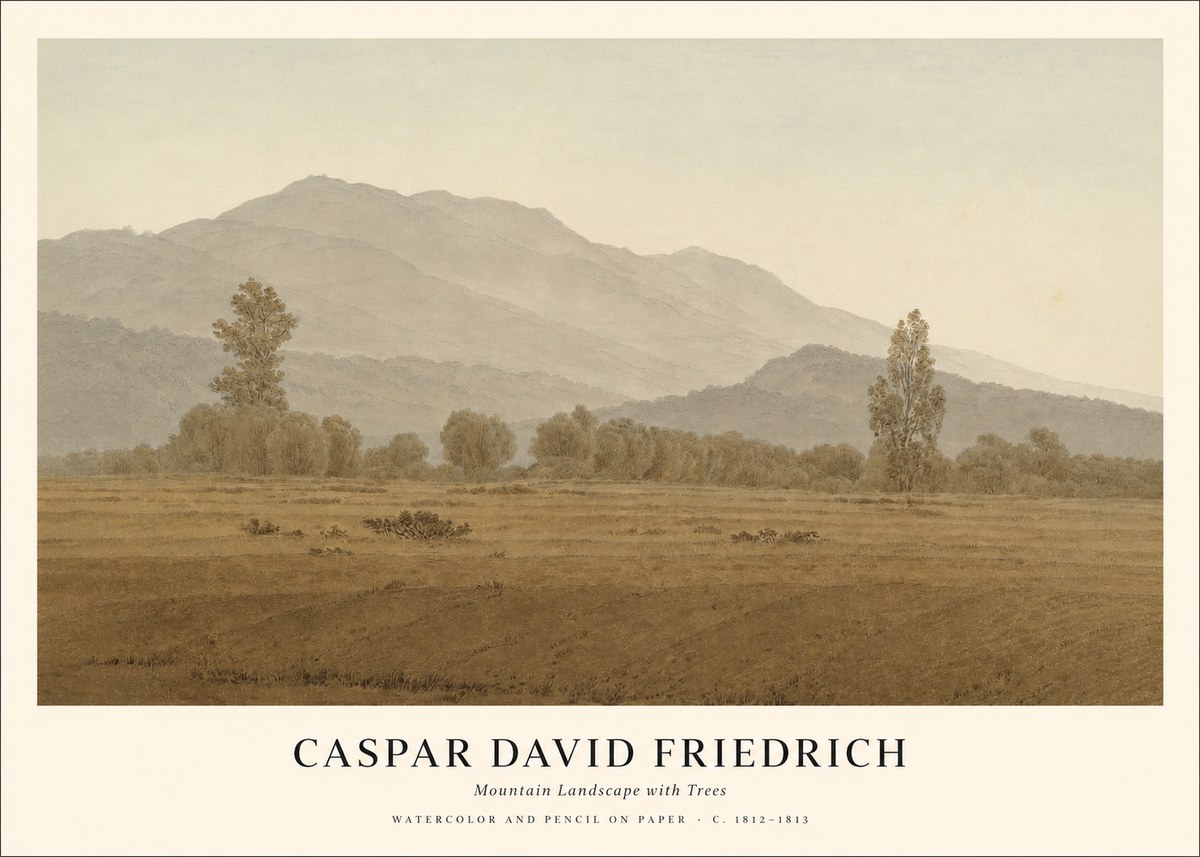 Caspar David Friedrich Mountain Landscape with Trees No1 - Poster