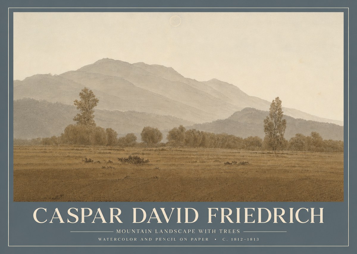 Caspar David Friedrich Mountain Landscape with Trees No4 - Poster