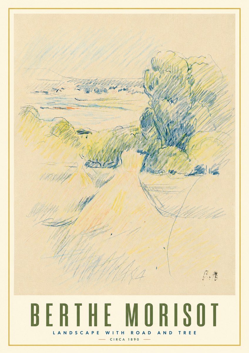 Berthe Morisot Landscape with Road and Tree No3 - Poster