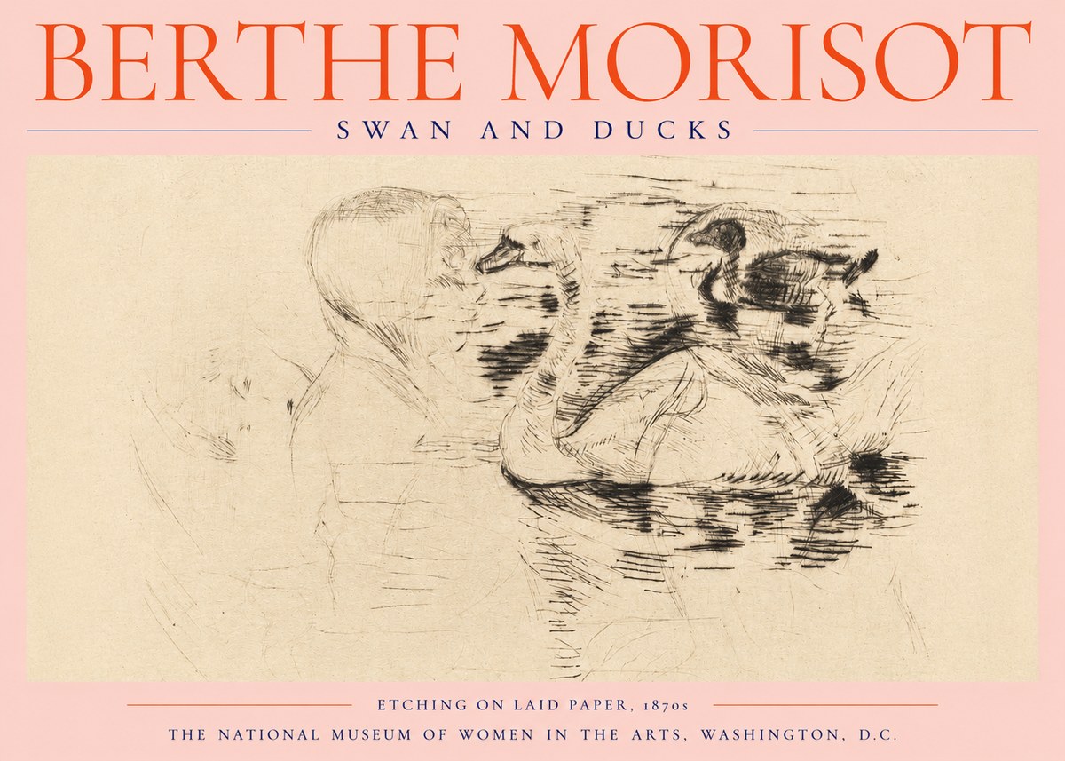 Berthe Morisot Swan and Ducks No2 - Poster