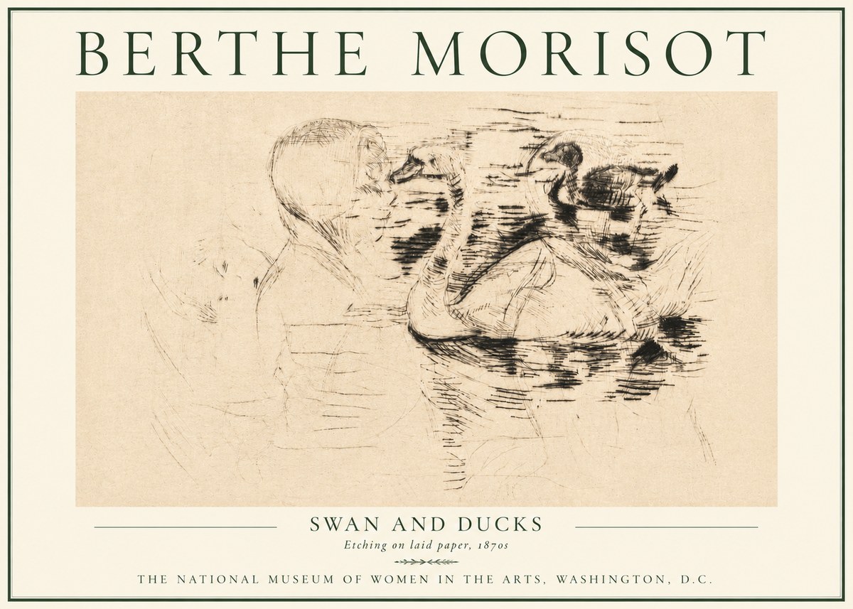 Berthe Morisot Swan and Ducks No4 - Poster