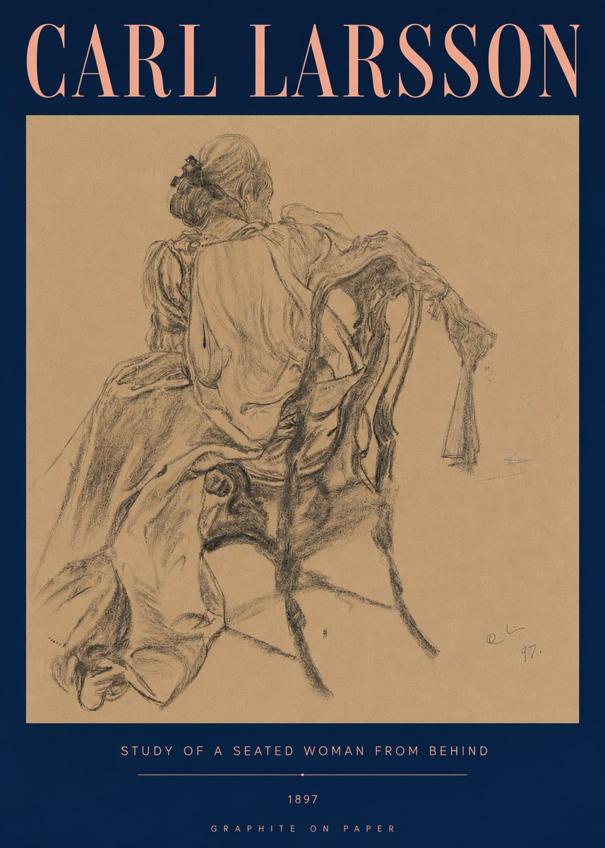 Carl Larsson Study of a Seated Woman from Behind No5 - Poster
