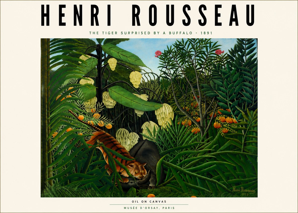 Rousseau The Tiger Surprised by a Buffalo No6 - Poster