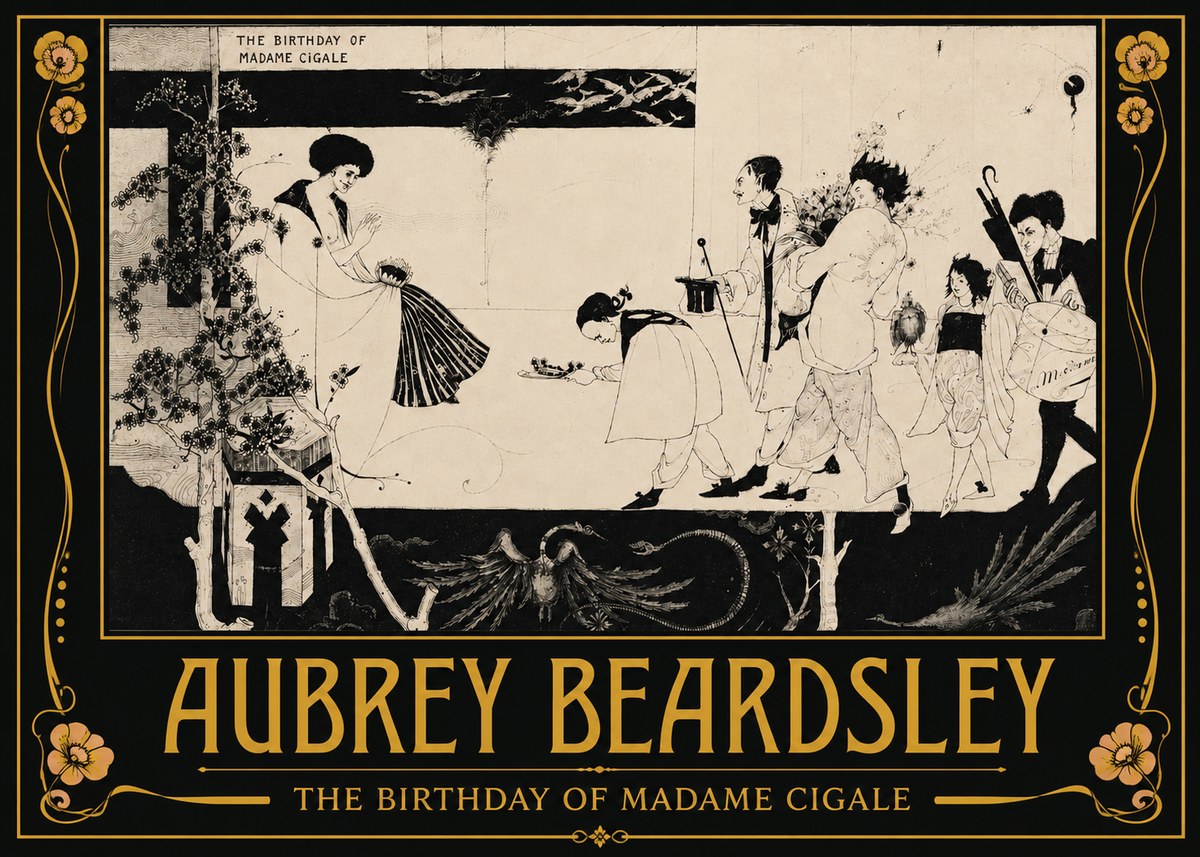 Aubrey Beardsley The Birthday of Madame Cigale No3 - Poster