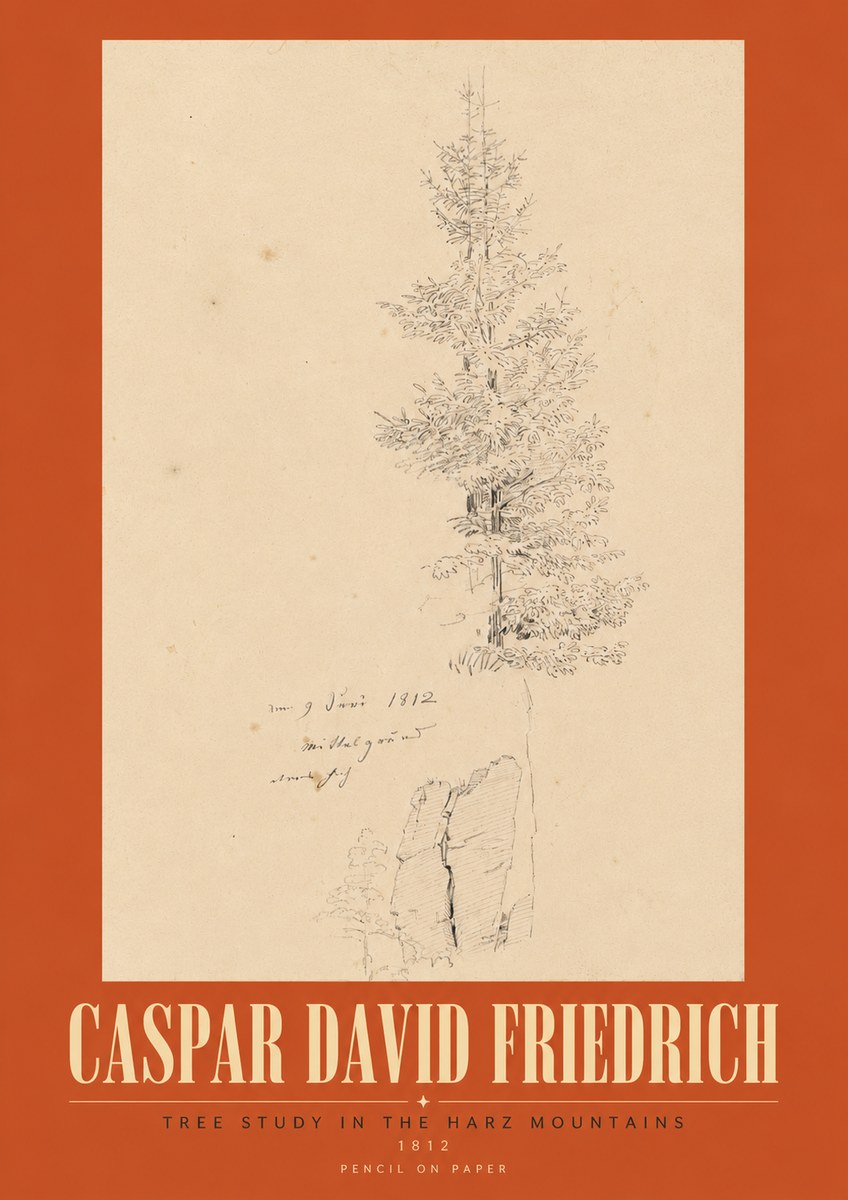Caspar David Friedrich Tree Study in the Harz Mountains No3 - Poster