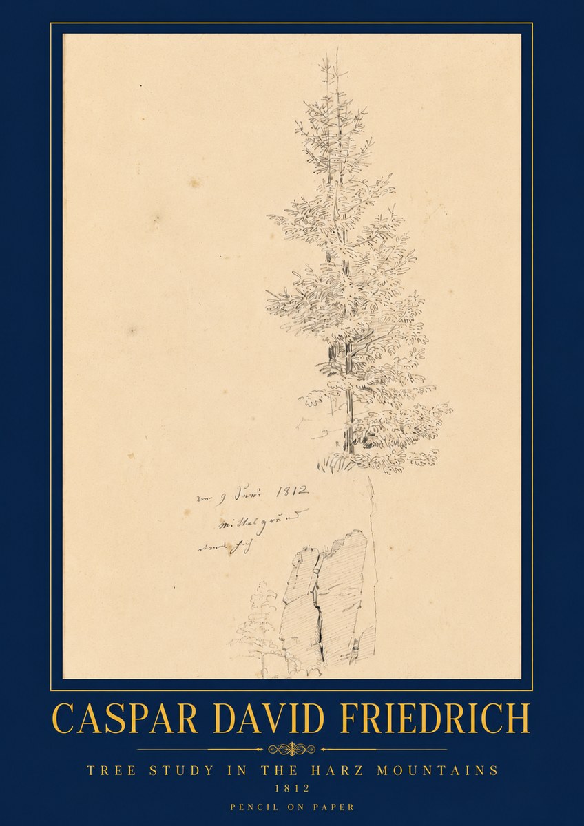 Caspar David Friedrich Tree Study in the Harz Mountains No6 - Poster