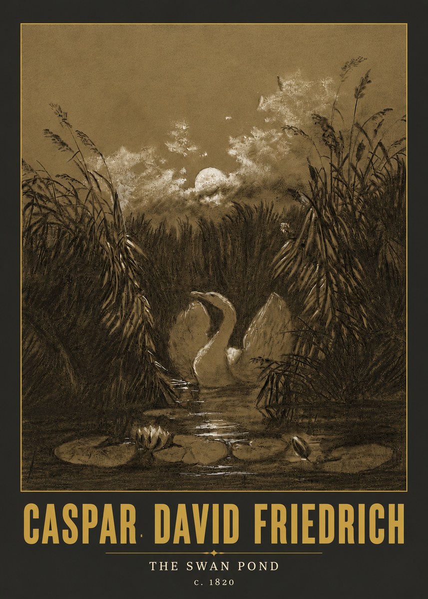 Caspar David Friedrich The Swan Pond No6 - Poster