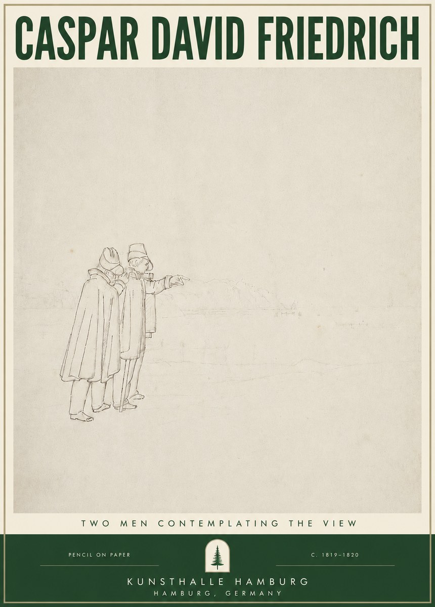 Caspar David Friedrich Two Men Contemplating the View No3 - Poster